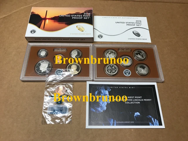 2019 S Proof Set US Mint Cameo w BOX COA & W Proof Lincoln Penny 19RG 11 Coins