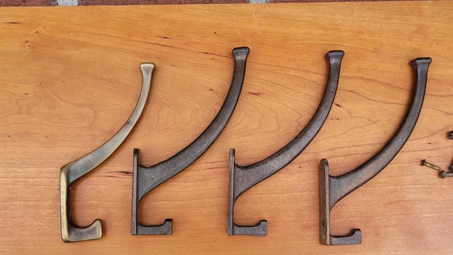 4 Vintage Large Mission Coat Hat Utility  Hall Tree Hooks