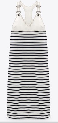 New ZARA Women's Striped Pinafore overall Dress Size M