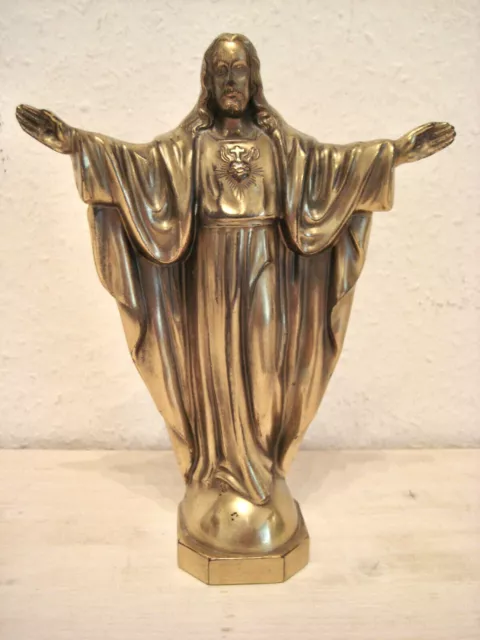 Vintage Messing Figur Jesus religiös  Deko Brass Bronze Mid Century Holy