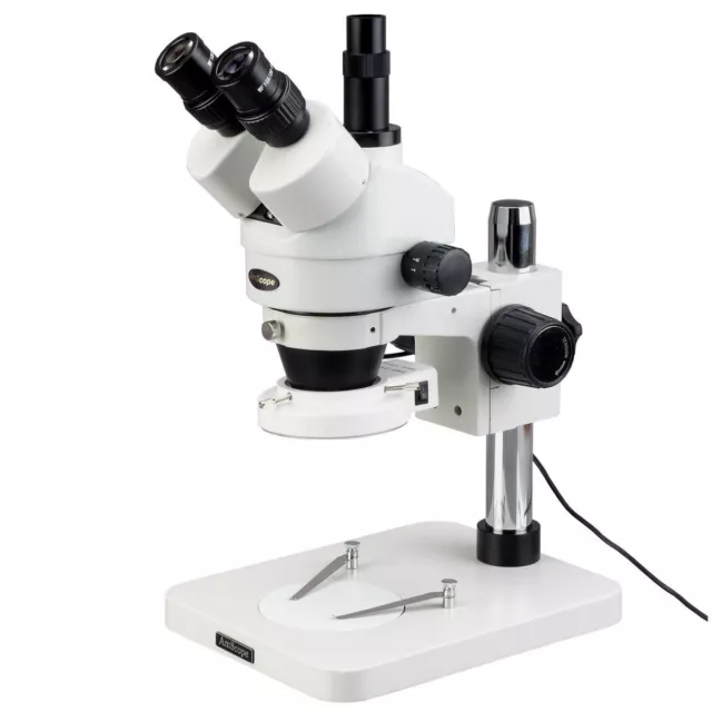 AmScope 7X-90X Inspection Trinocular Zoom Stereo Microscope + 144-LED