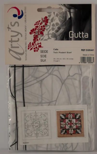 Seidentuch, ARTY'S Gutta Collection, "Calla" 90 x 90 cm, Pongé 5