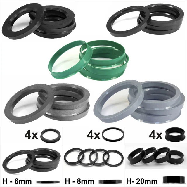 Spigot Rings (4) 76mm to 57.1mm Spacers Hub for Audi Quattro