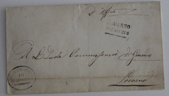 1857 SCHWEIZ TESSIN Huelle MOSOGNO-LOCARNO+Stempel MOSOGNO+L2 LOCARNO-C473