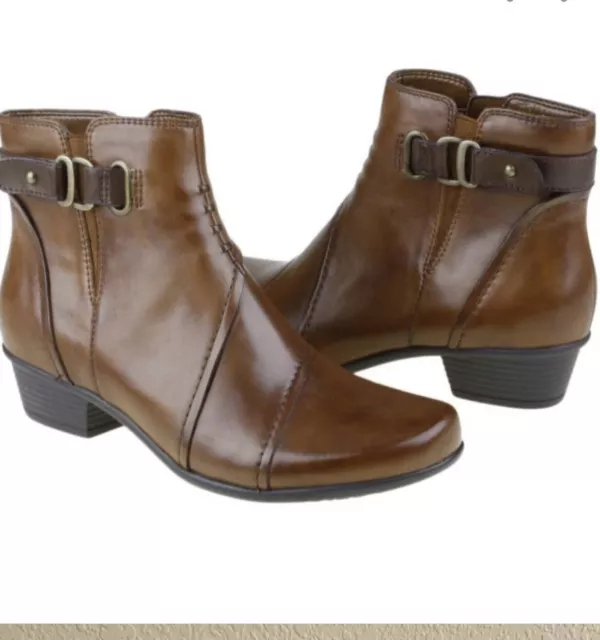 Earth Womens Ankle Boot Sz 9.5B Atlas Almond Brown Soft Leather Strap Zip Bootie