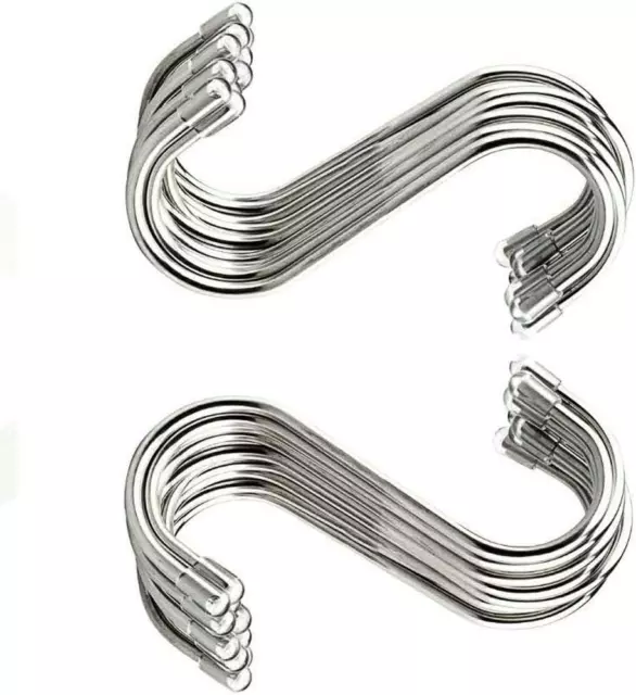 Evob 20 Pack 3.4 S Shaped Hooks Stainless Steel Metal Hangers Hanging  Hooks for Kitchen, Work Shop, Bathroom, Garden