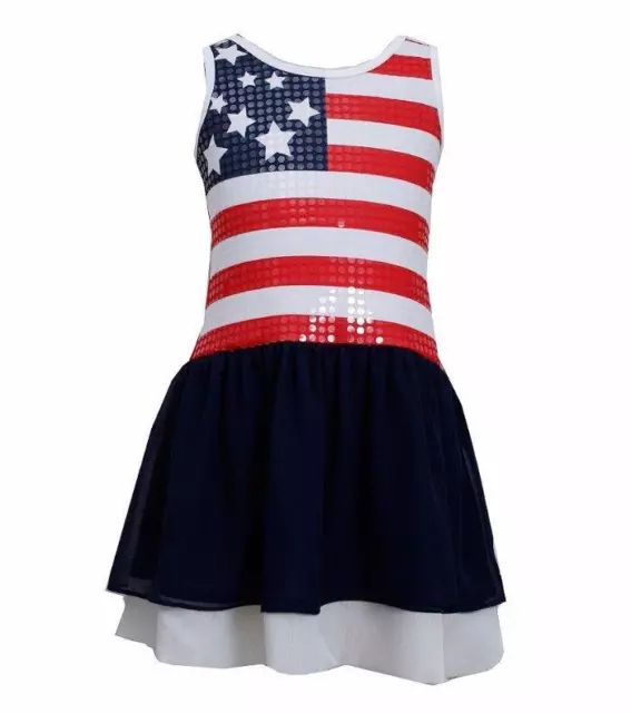 BONNIE JEAN Little Girl's 4 Racer Back Sequin Flag Dress NWT $48