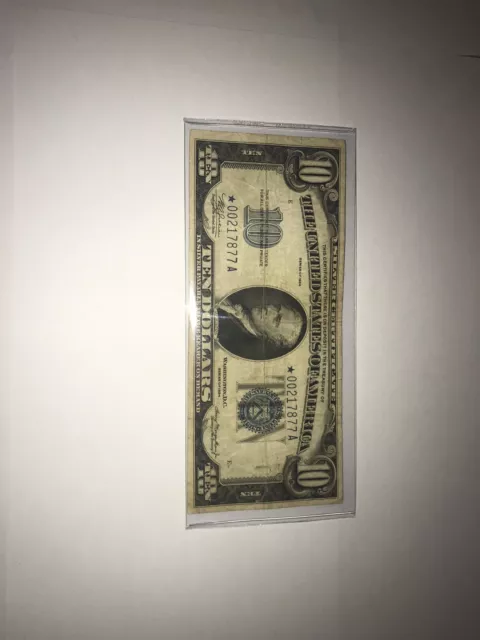 1934A Silver Certificate Blue Seal Ten Dollar Star Note 9