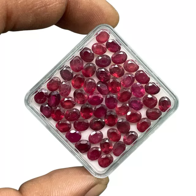 Natural Ruby Oval Cut Rich Red Loose Gemstones Wholesale Lot 20 Pcs 5x4mm