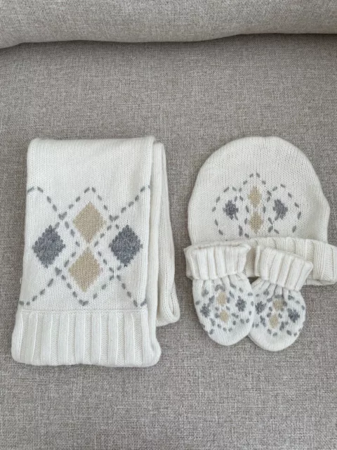 Mayoral Hat, Scarf & Mittens Set. Aged 2 Years. Cream. Brand New Without Tags.