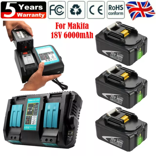 Genuine Makita 18V Battery BL1860B 6Ah BL1850B BL1840 BL1815 N LXT Quick Charger