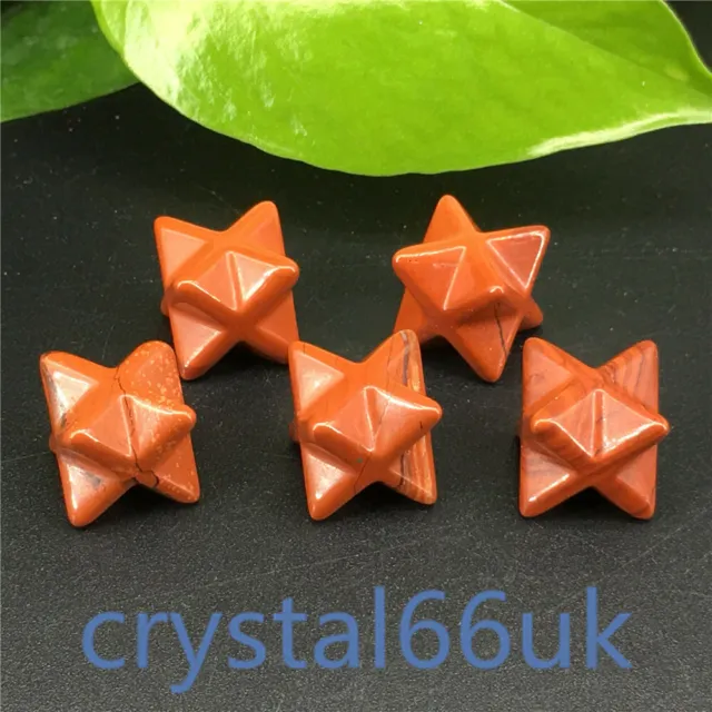 Natural Red Jasper mini Merkaba Star Quartz Carved Crystal Skull Healing 5pcs
