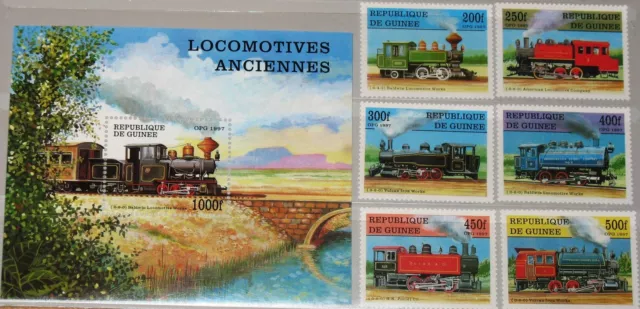 GUINEA 1997 1659-64 Block 512 1450-1456 Locomotives Lokomotiven Züge Trains MNH