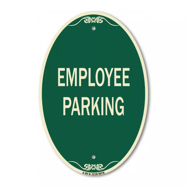 Designer Series Oval Sign - Employee Parking | Green & Tan Heavy-Gauge Aluminum