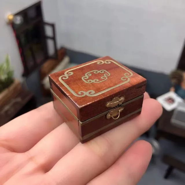 Dollhouse Miniature 1/12 Scale Wooden Vintage Luxury Jewelry Box Doll Accessorie 3