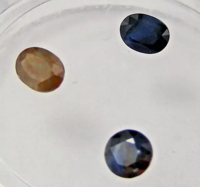 "  SPECIAL " 3 Australian Natural Faceted Sapphire TWT  0.96ct Gems