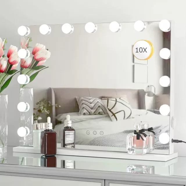 LED Hollywood Makeup Mirror Large Vanity Light Mirror with 15 Dimmable LED Bulbs