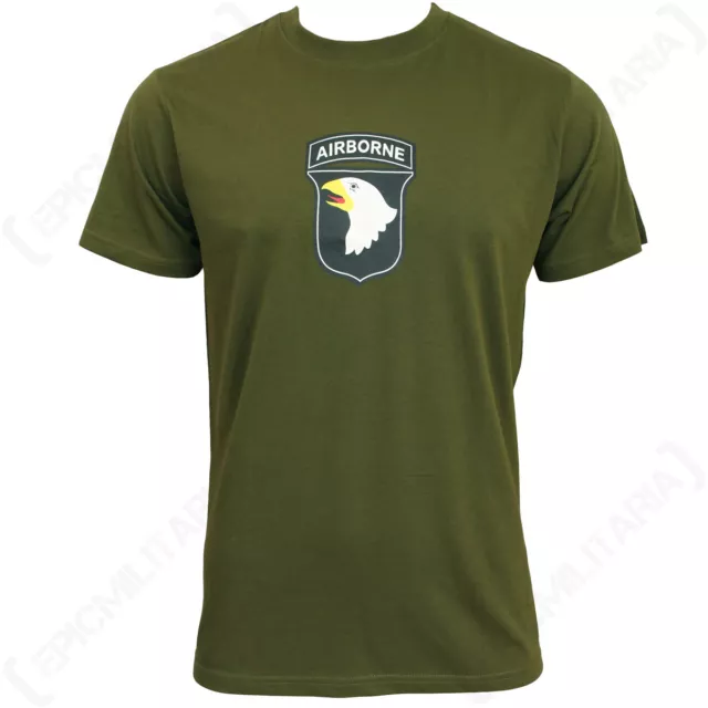 Olive Drab 101st Airborne T-Shirt - Army Military T Shirt Top Cotton All Sizes