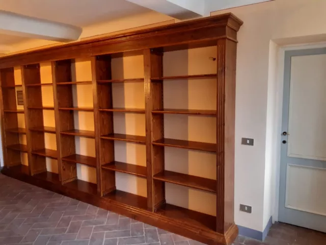 Bellissima Libreria In Massello Su Misura In Legno Antico