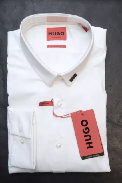 Hugo Boss Men's Ero3 Extra Slim Fit White Cotton Business Casual Shirt XL