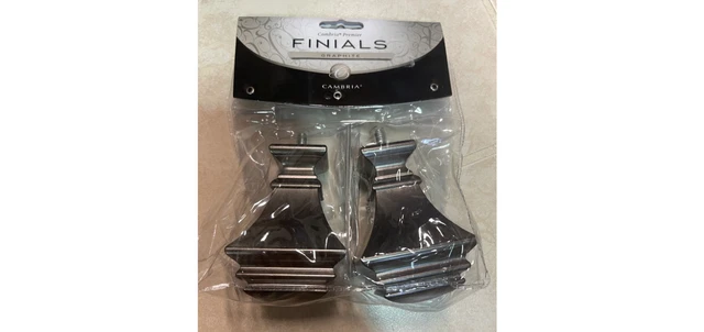 Cambria Premier Graphite Finials Curtain Rod Ends- Park Square Style-set.New!