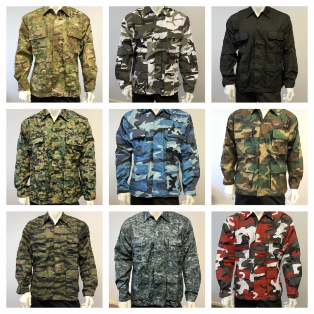 Mens Army Military Battle Dress Uniform BDU Camouflage Top Jacket Shirt