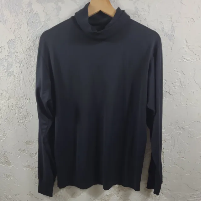 Skyr Women's Large Shirt Sweater Top Cowl Neck Long Sleeve Made in USA Black