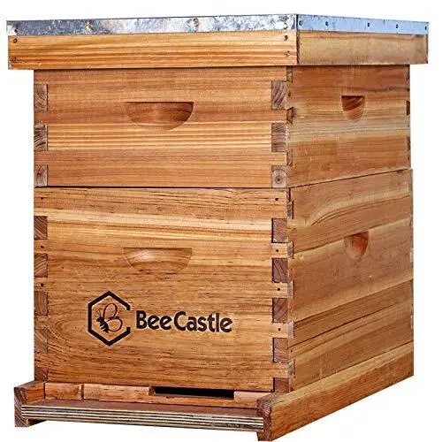 10-Frames Complete Beehive Kit 100% Beeswax Coated Bee Hive Includes Frames a...