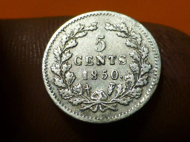 PAYS BAS - 5 CENTS (ARGENT) - 1850 - RECHERCHEE & QUALITE TB à TB+