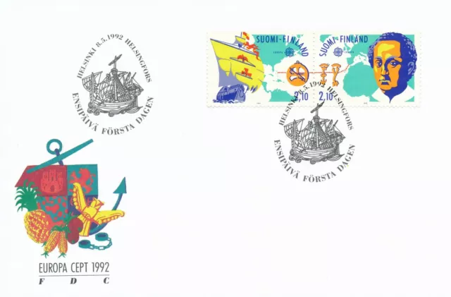 Finland 1992 FDC - Europa CEPT - Christopher Columbus - Sailing Ship Cancel