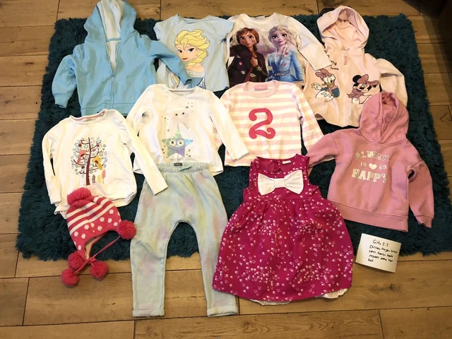 Girls age 2-3 years clothes bundle Disney frozen Minnie next hoodie joggers tops