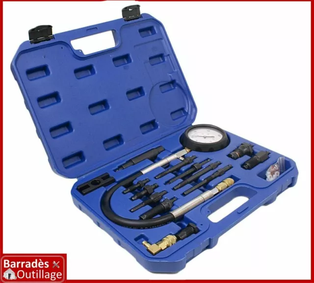 Coffret compressiomètre pour moteur Diesel - 0-70 bar - 15 pièces