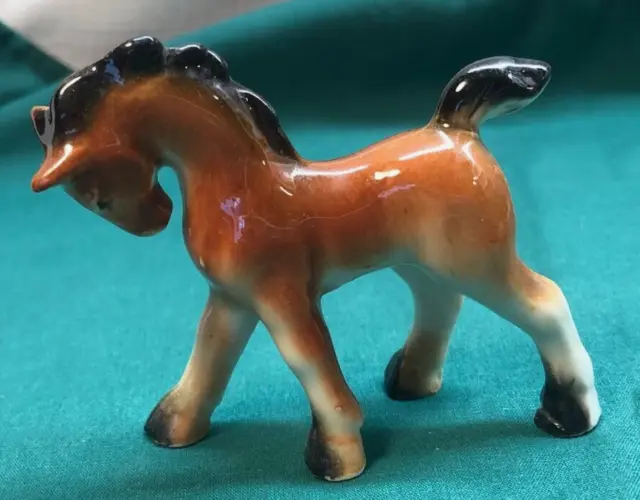 BEAUTIFUL Vintage Miniature Porcelain HORSE-Brown-No label-Hagen-Renaker