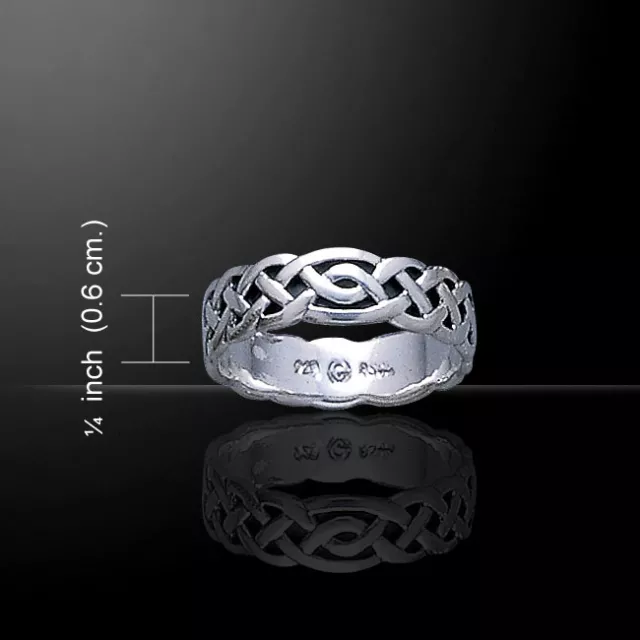 Celtic Knotwork .925 Sterling Silver Band Ring by Peter Stone Jewelry