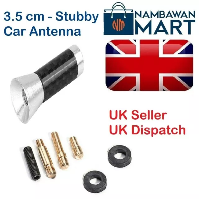 SILVER Carbon Car AERIAL Bee Sting Mast Antenna Mini Radio Stubby 3.5cm AUTO1040