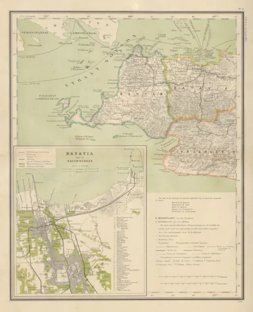 DUTCH EAST INDIES Indonesia W JAVA Banten Batavia Jakarta DORNSEIFFEN 1902 map