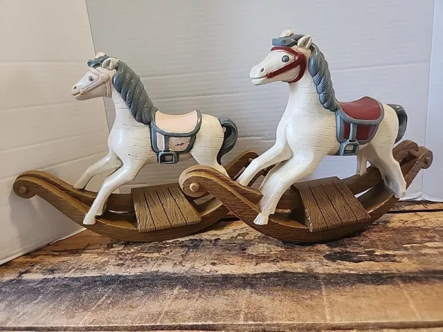 2 Vintage 1988 Burwood Products Rocking Horse Wall Hangings Plaque Decor Nursery