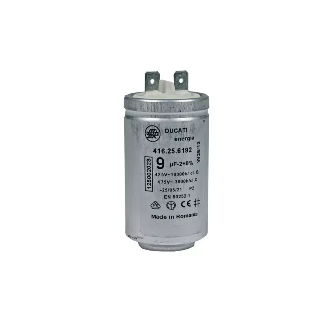 Kondensator 9 µF uF 450V + Steckfahnen Electrolux AEG 125002022 DUCATI