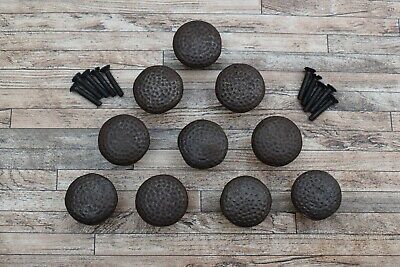 10Pc Vtg Cast Iron Dotted Drawer Cabinet Door Gate Cabin Barn Pulls Knobs Handle