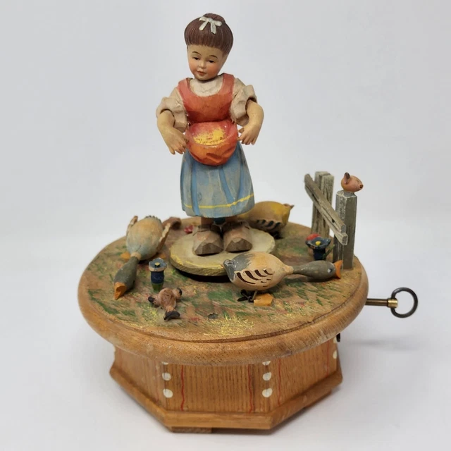 Vintage Music Box "Never on a Sunday" Girl Birds Thorens Movement