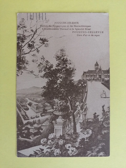 CPA ILLUSTRATION poster POUGUES les EAUX Nièvre THERMAL ESTABLISHMENT Cure PUB.