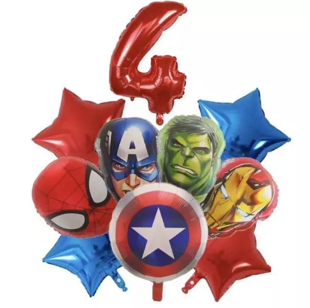 Superhero 4th Birthday Balloon Set Party Decorations Age 4 Girls Boys Avengers