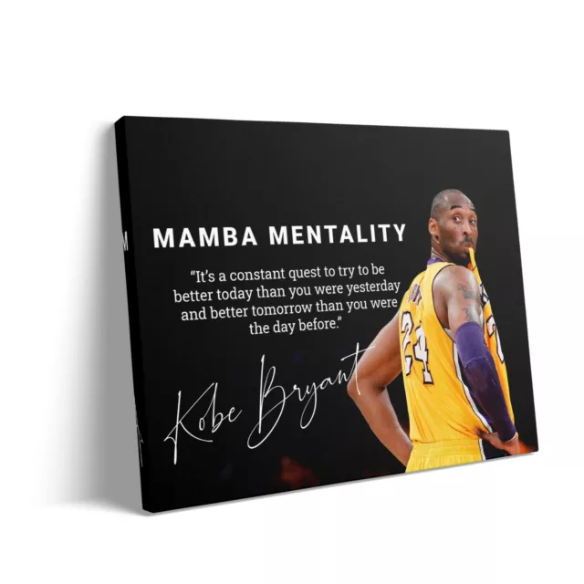 Mamba Mentality Canvas Wall Art, Kobe Bryant Poster, Kobe Bryant Canvas Framed