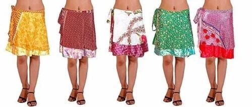 Indiano 10 Vintage Seta Sari Magia Avvolgente Fronzoli Gonne Abito All'Ingrosso