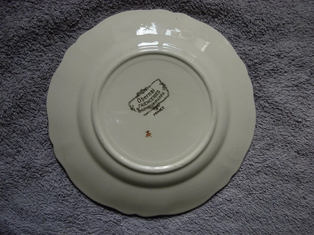 Belle Assiette Plate  Ancienne D Obernai Sarreguemines L Eglise Alsace France 2