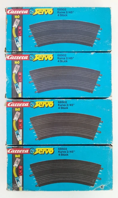 LOT 4 BOITES CARRERA SERVO 160 Circuit Auto 16 RAILS COURBES 45° Ref 68502