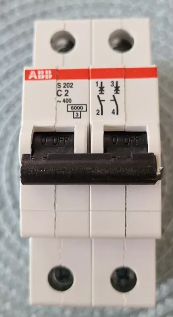 NEW ABB 2CDS252001R0024 Miniature Circuit Breaker - 2P - C - 2 A