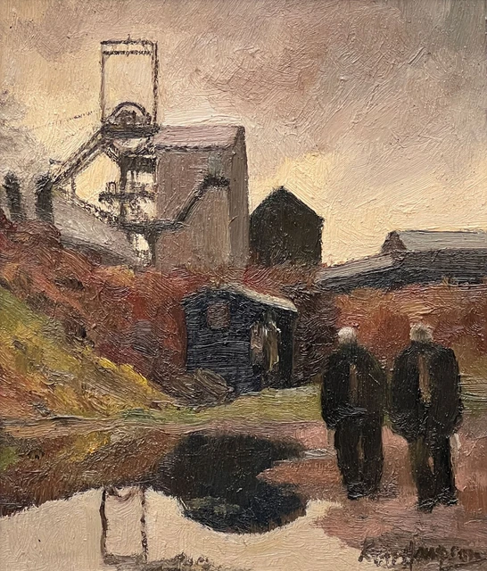 Roger Hampson - Original Welsh Mining Pintura Arte - Profundo Navegación