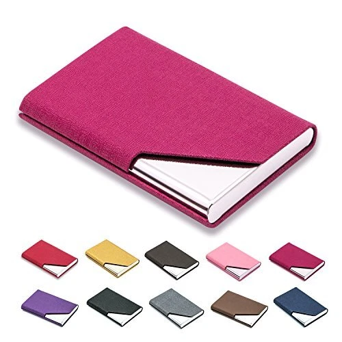 Business Card Holder Luxury PU Leather & Stainless Steel Multi Card