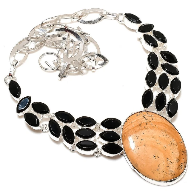 Bild Jaspis, Spinell Edelstein 925 Sterlingsilber Schmuck Halskette 18" v509